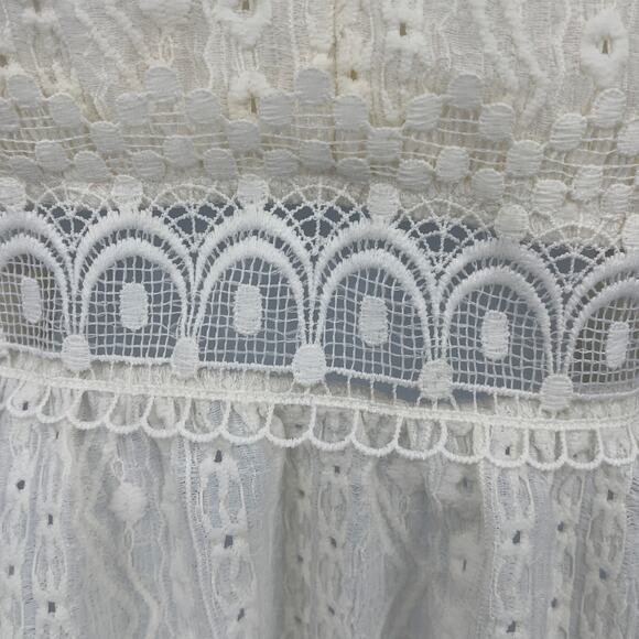 Y2K Derek Heart Babydoll Womens Top Small Festival Boho Crochet Dainty Cottage - Picture 5 of 9